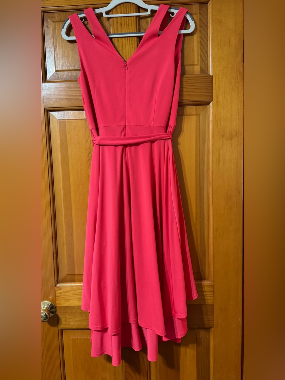 Vince Camuto Hot Pink High-Low V-Neck Dress - Picture 3 of 4